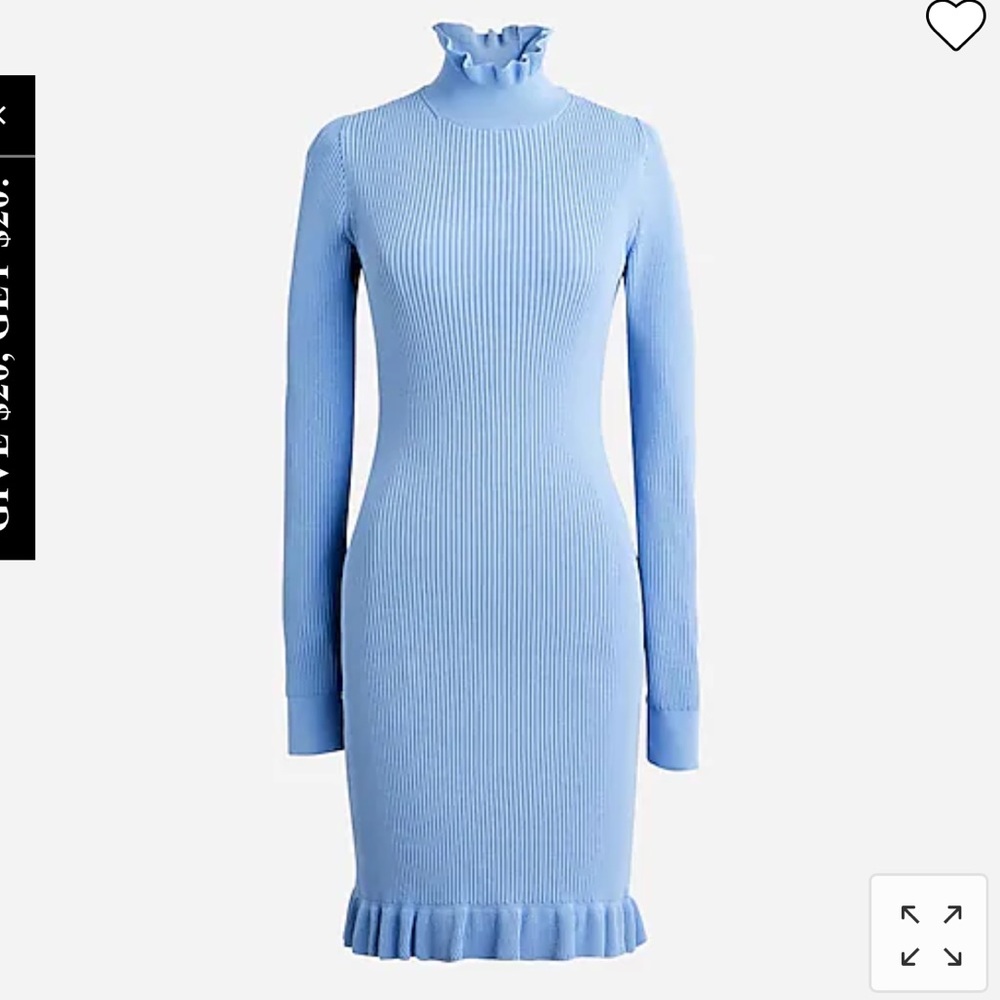 NWT J Crew Supersculpt Ruffleneck Sweater Dress, Sz S
